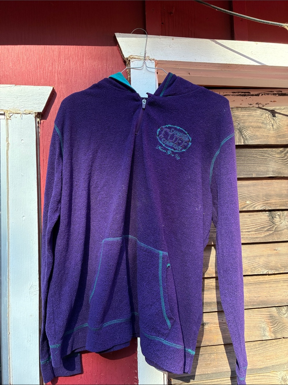 Cowgirl Tuff Women's Purple Zip-Up Hoodie with Teal Stitching